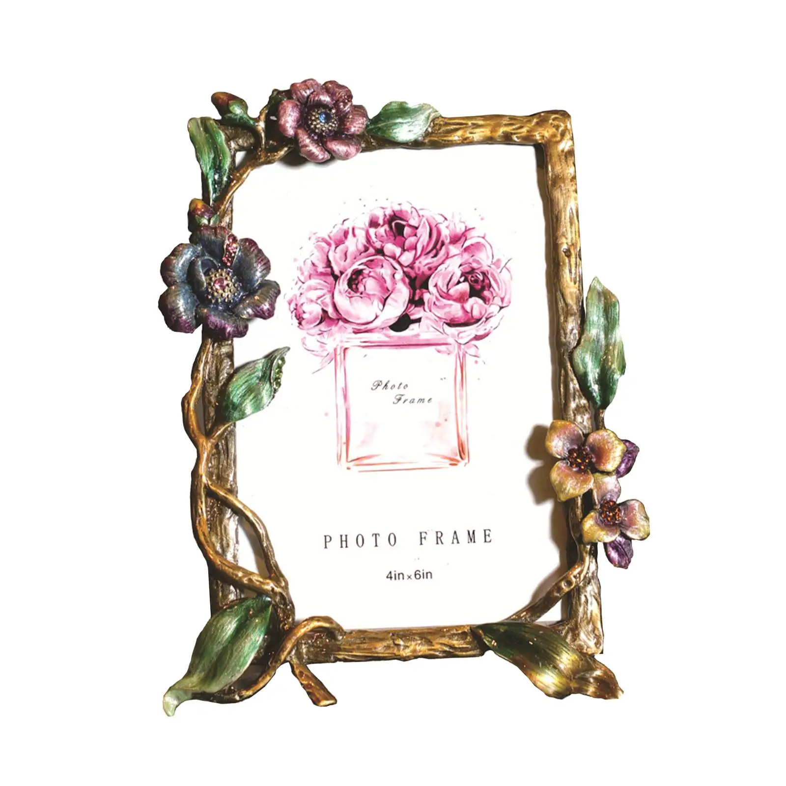 Цветочная фоторамка Прямоугольная металлическая для стола Настольный дисплей