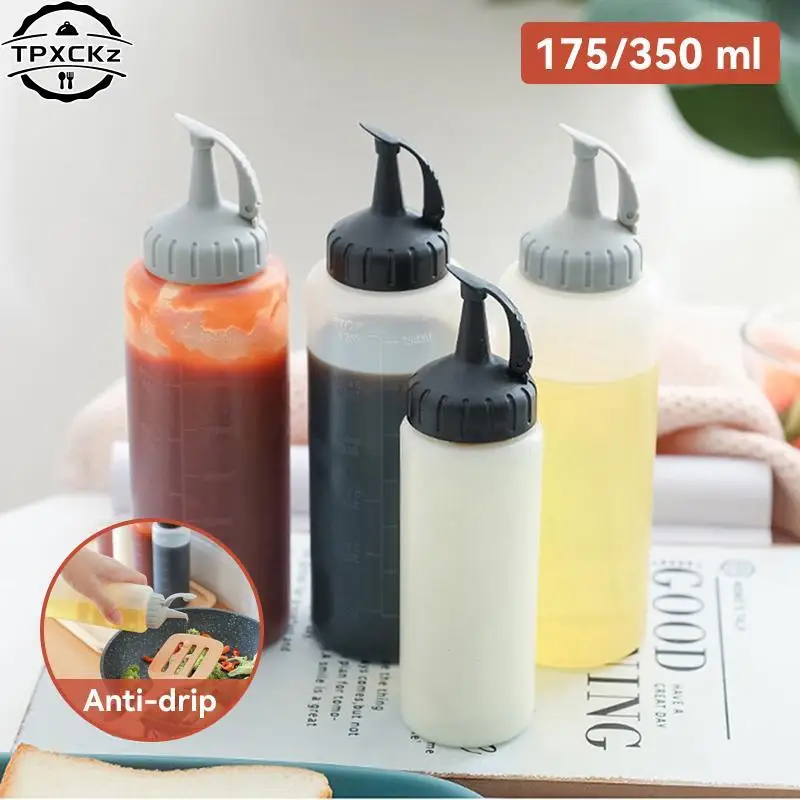 

1pc Squeeze Condiment Bottles Oil Can Sealing Cap Seasoning Jar Salad Sauce Bottles Ketchup Cruet Kitchen Supplies 175ml/ 350ml