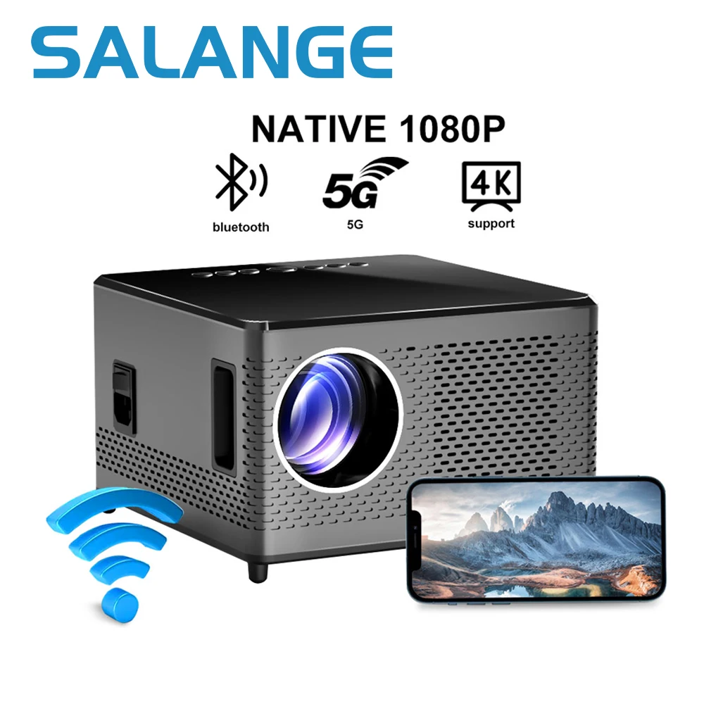 Salange Мини проектор Native 1080P LED 4K Bluetooth Android 7200 люмен Dual 5G WiFi Video Beamer Домашний кинотеатр