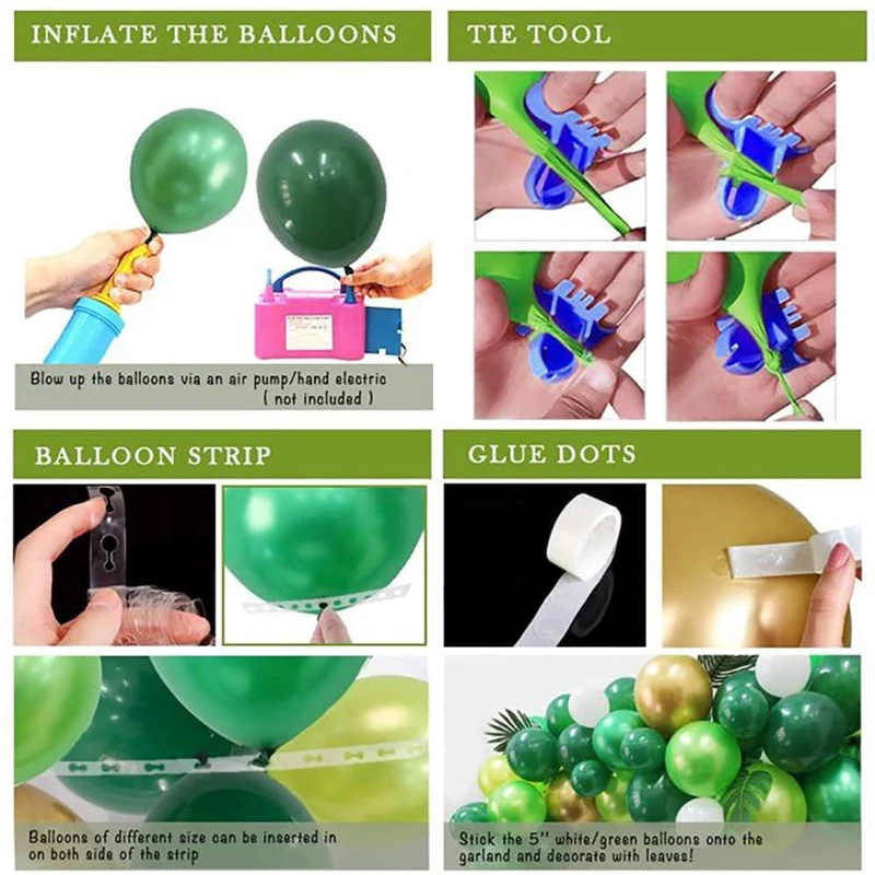 

New 94Pcs Jungle Theme Birthday Party Decoration Balloon Chain Set Green Forest Set Series Balloons