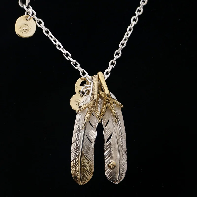 One Break Handmade Takahashi Wu Lang 925 Pure Copper Claw Feather Necklace Set in Stock |