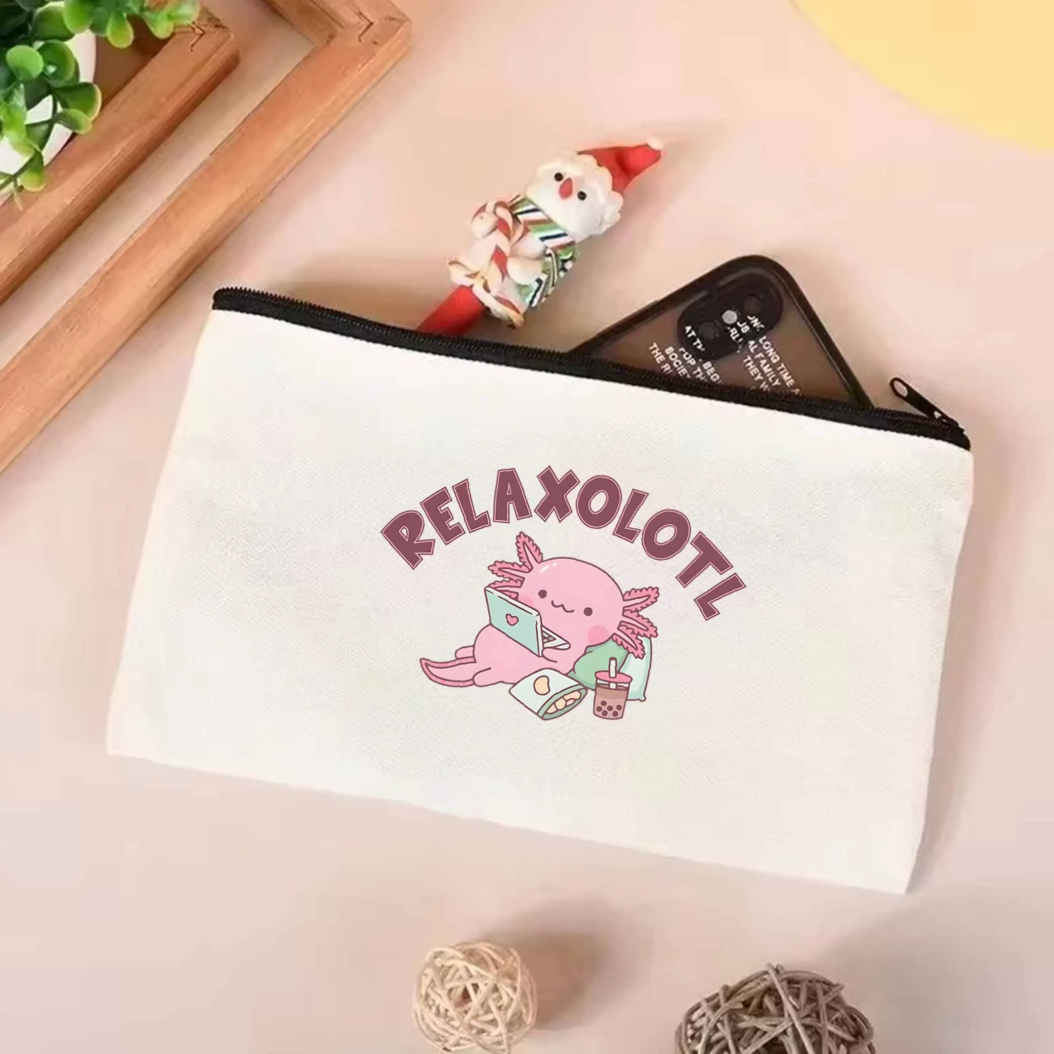 Аксолотль Kawaii Большая Сумка Женская Повседневная Парусиновая На Плечо