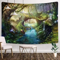 fantasy wonderland tapestry forest river the deer by the river art tapestries home living room dorm background wall hanging