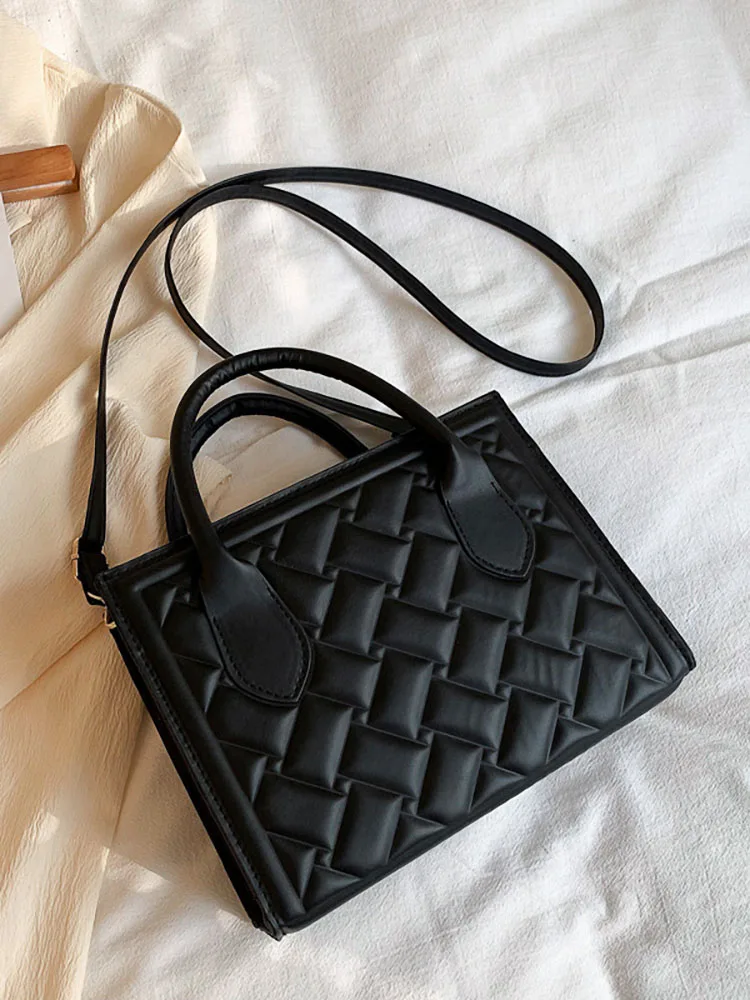 

Lingge Shoulder Bags for Women Pu Leather Luxury Design Women's Handbag 2022 New Brand Casual Female Crossbody Bag Top Handle