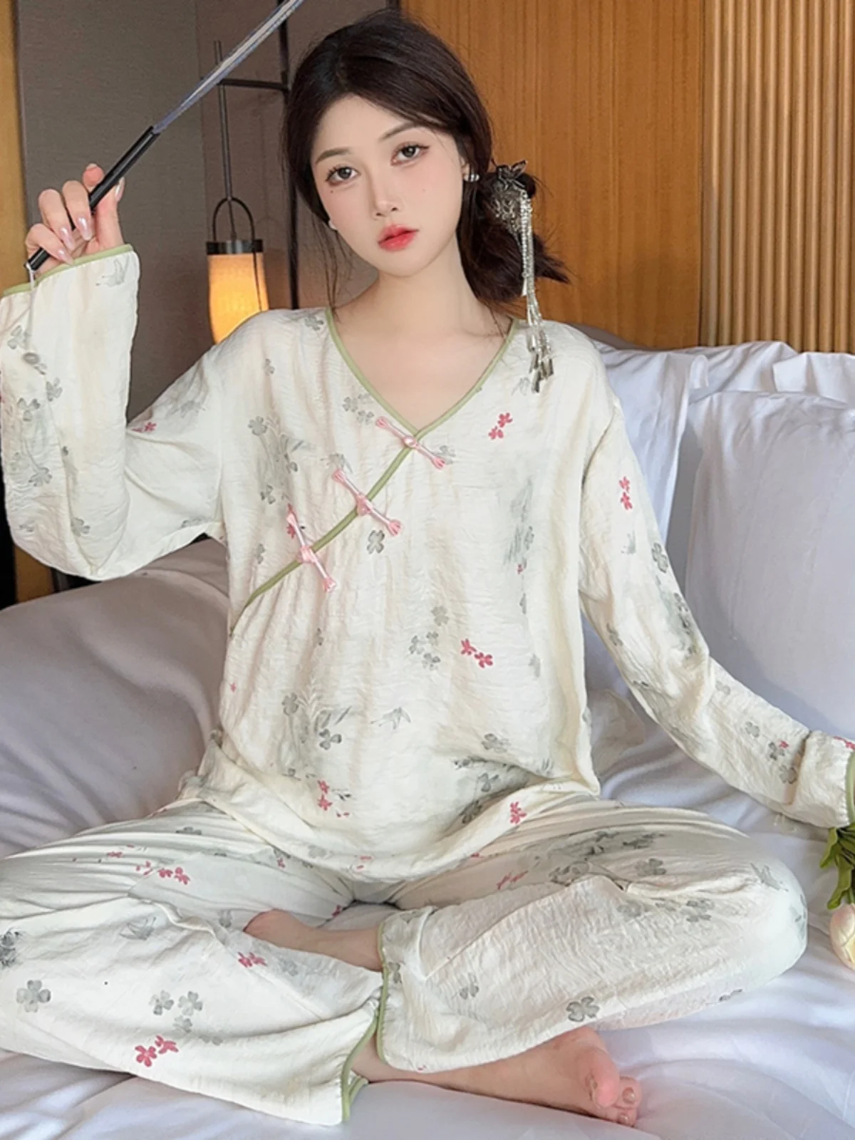 Новые китайские пижамы Sle женские весенне-осенние жаккардовые Cloud Cotton 2024 новый