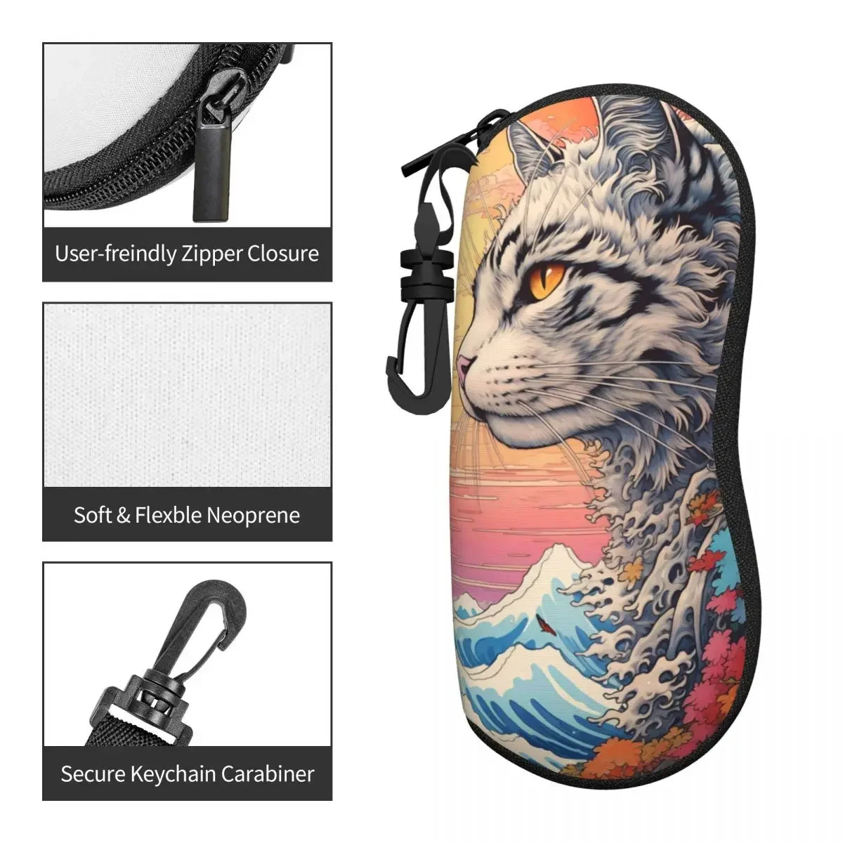 Чехол для очков с изображением летающего бульдога и кота мужской чехол