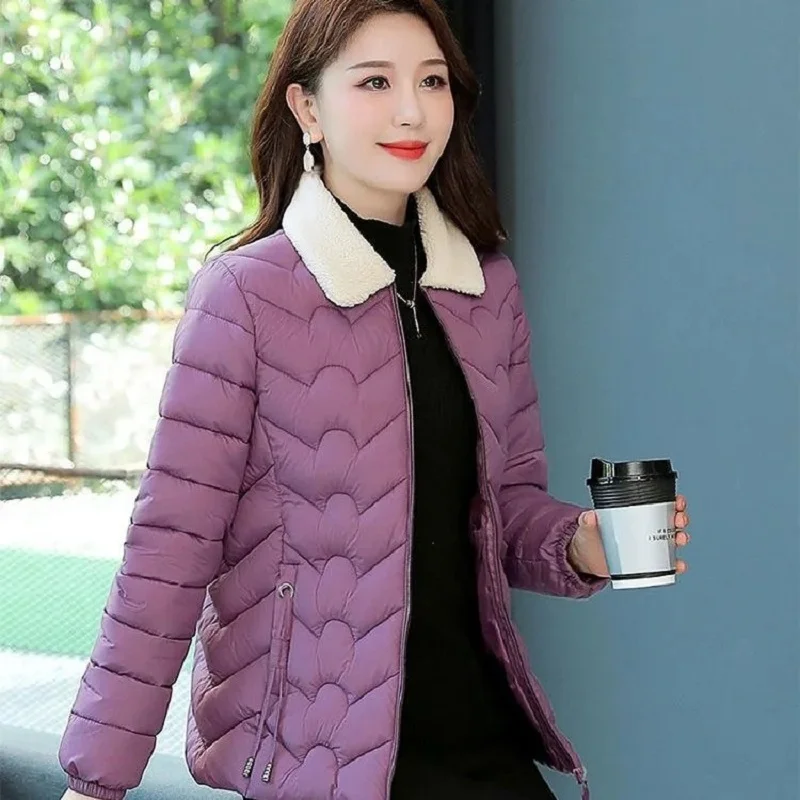

Down Cotton Jacket Women Autumn Winter 2023 New Large Size Short Cotton Coat Fashion Casual Loose Lightweight Parkas Womens