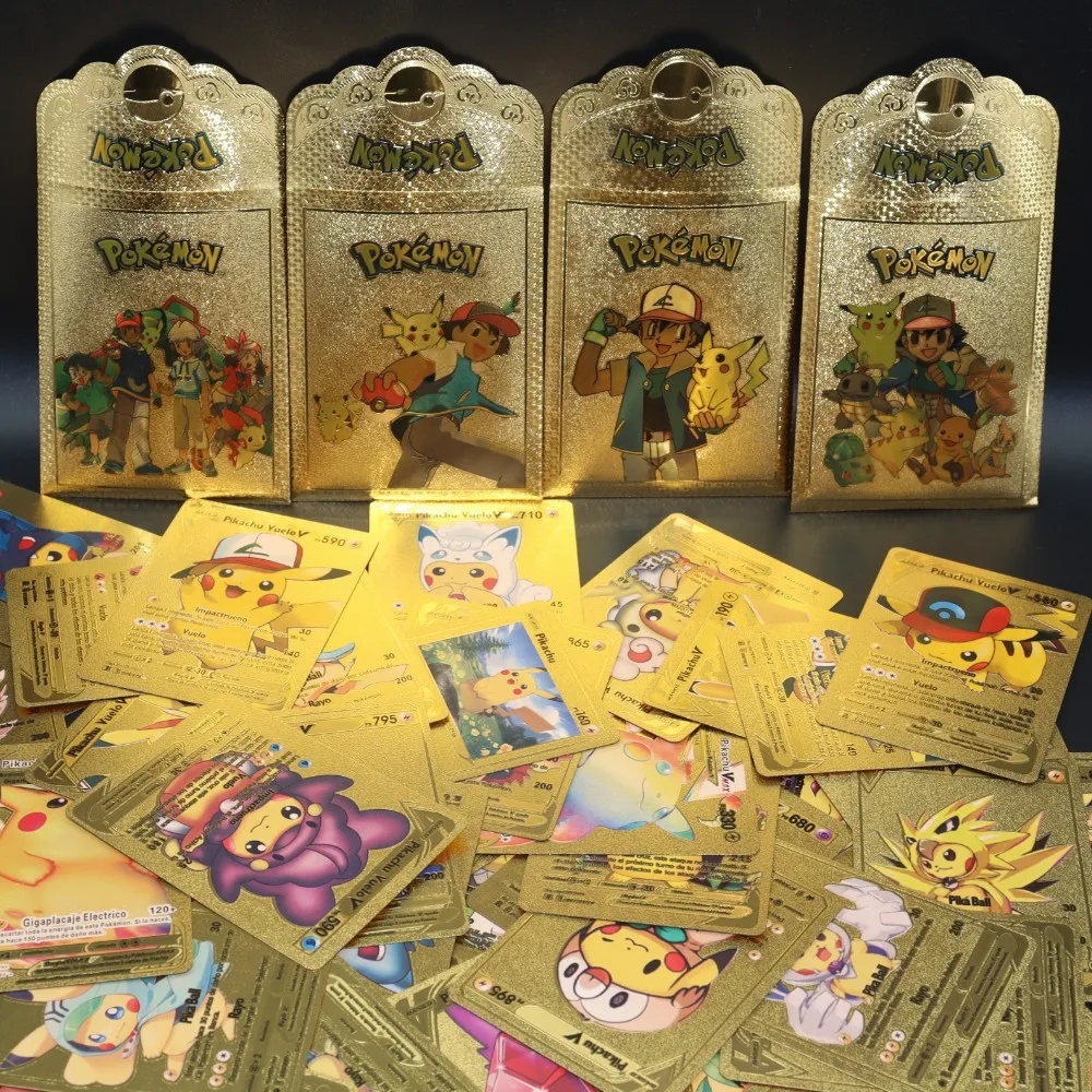 150pcs Spanish Pokemon Card Metal Gold English Vmax GX Energy Charizard Pikachu Rare Collection Battle Trainer Card Box Kid Gift