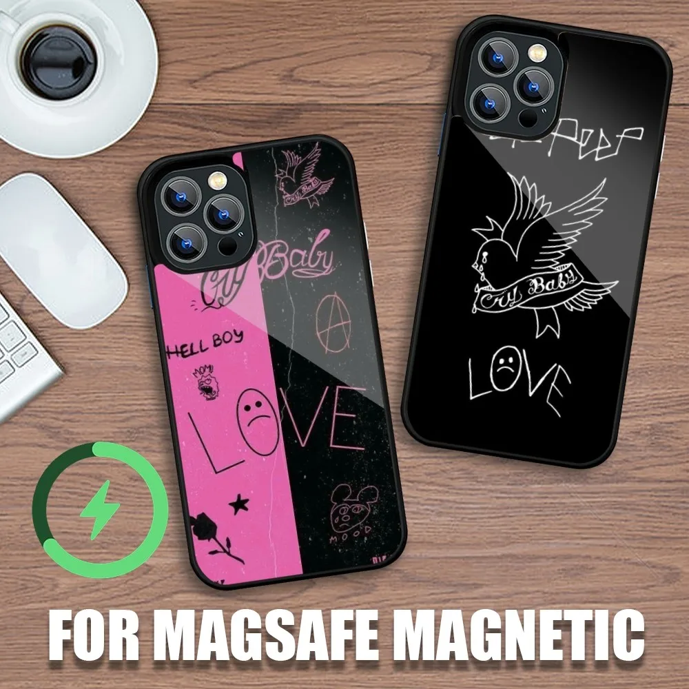 Чехол для телефона Lil Peep Singer iPhone 11 12 13 14 15 Plus Pro Max с зарядкой Magsafe магнитный