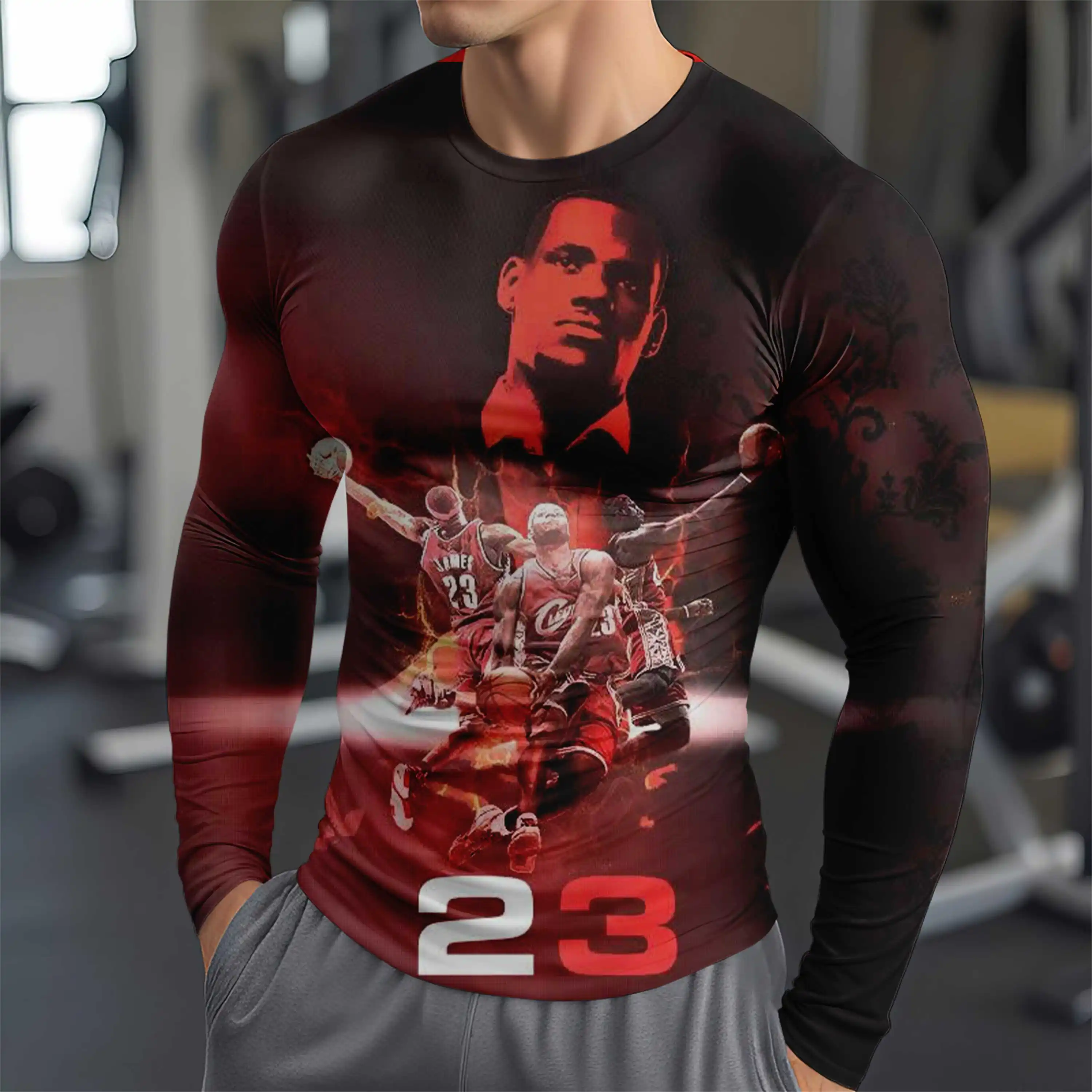 Футбольный Топ С Длинными Рукавами И 3D-принтом Lebron Модная Спортивная Одежда