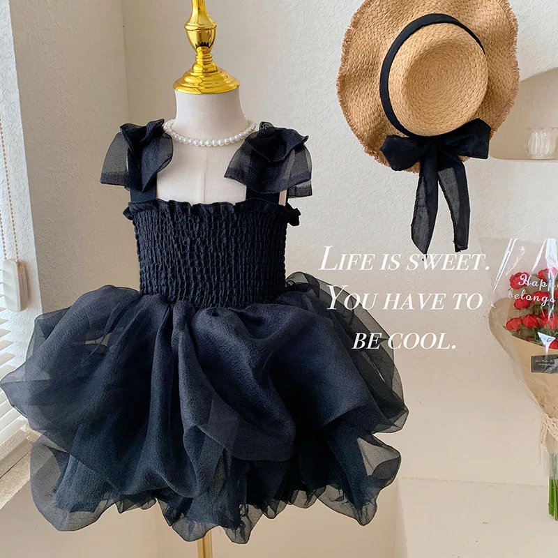 

Girls' Summer Princess Dress Baby Fashionable Children's Birthday Party Fluffy Yarn Dress