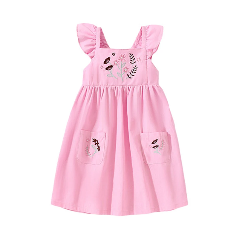 

2023 Baby Girls Summer Sleeveless Pink Lovely Summer Dress Casual Soft and Comfort Clothes for Kids 2-8 Year