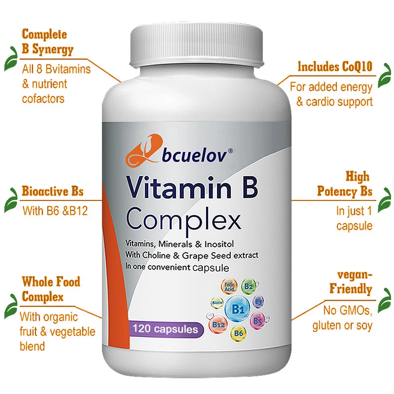 

Bcuelov Complex Capsules - Folic Acid & Biotin to Relieve Anxiety, Support Joint Health, Nervous System & Energy Metabolism