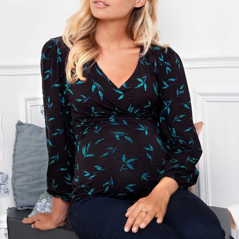 Многоцветная Одежда для беременных кормления грудью с принтом крест-накрест