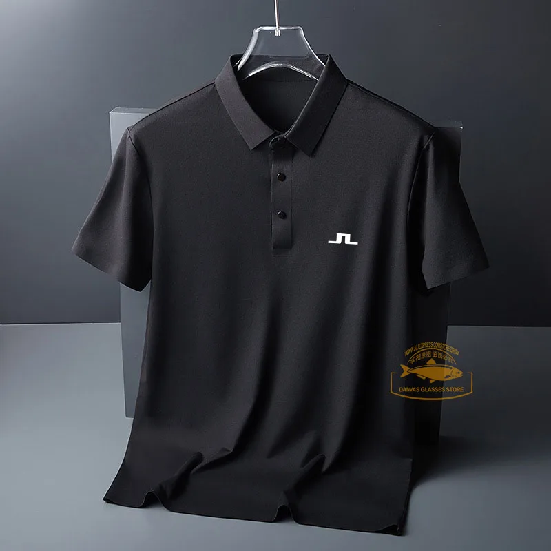 

J Lindeberg Golf Shirt for Men Fashion Casual Short Sleeve Summer Ice Silk Breathable Polo T Shirt Sports Golf Tops