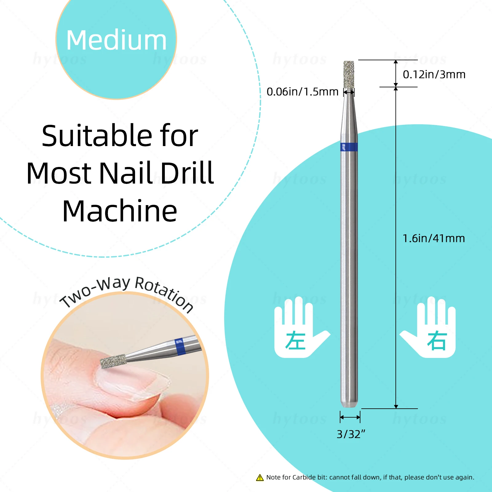 HYTOOS Мини-бочонок Алмазное сверло для ногтей Русская кутикула Clean Burr