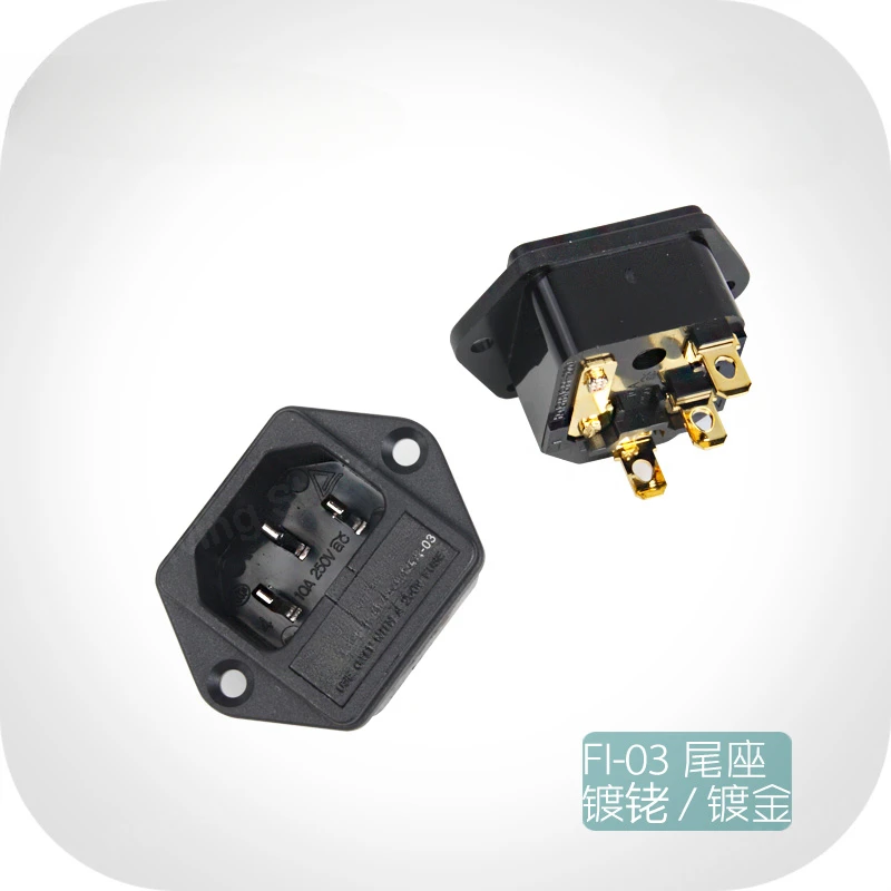 enchufe alimentación CA FI-03 IEC320-1 C14 macho con portafusibles chapado en oro и Rodio 10A 250V 1 unidad