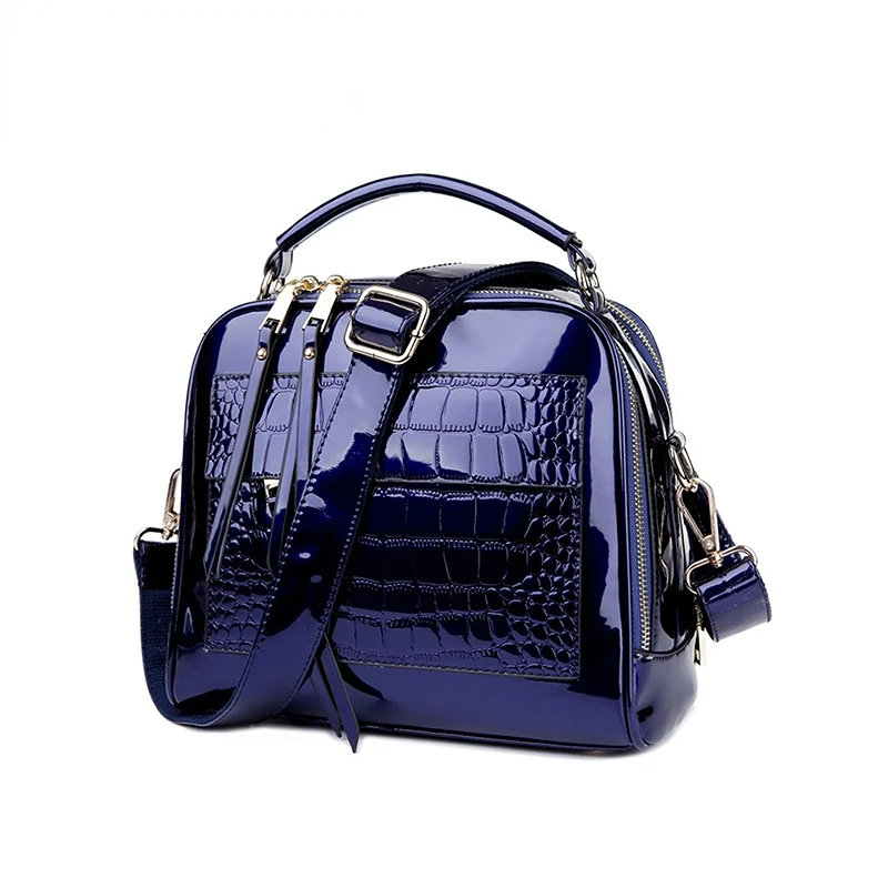 New Designer Women's Handbags Quality Oil Pu Women Messenger Bag Crocodile Pattern Patent Leather Shoulder Bags Ladies