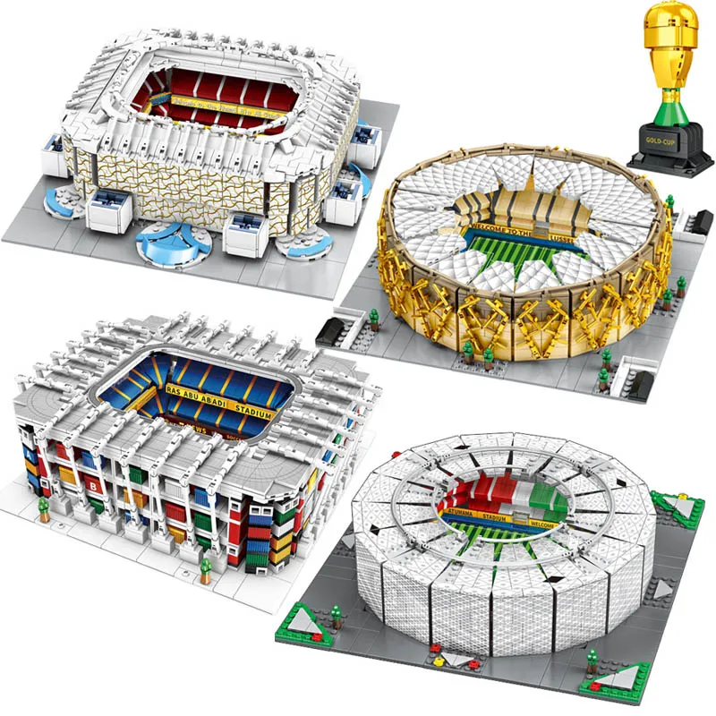 

MOC Qatar Football Soccer Field Stadium Model Building Blocks Ras Abu Aboud Architecture Bricks Collect Toys for Kids Gifts