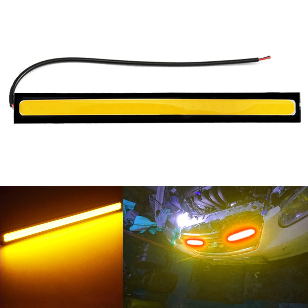 

17CM LED COB Bulb 12V 6000K DRL Car Styling Strip Waterproof COB LED Working Light Driving Daytime running Light Super Yellow