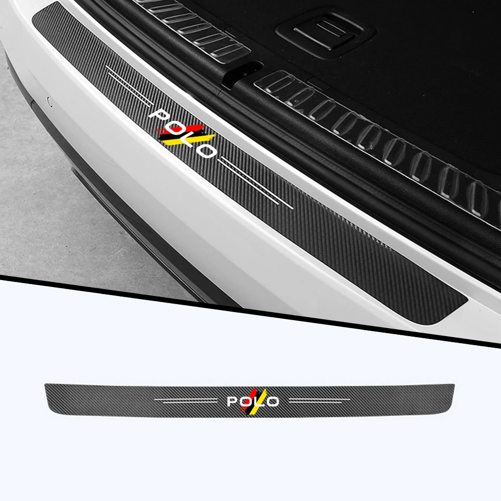 

1pc car accessories Carbon fiber cloth trunk bumper Decoration For POLO 6r 9n sedan 2018 sticker AUTO Styling