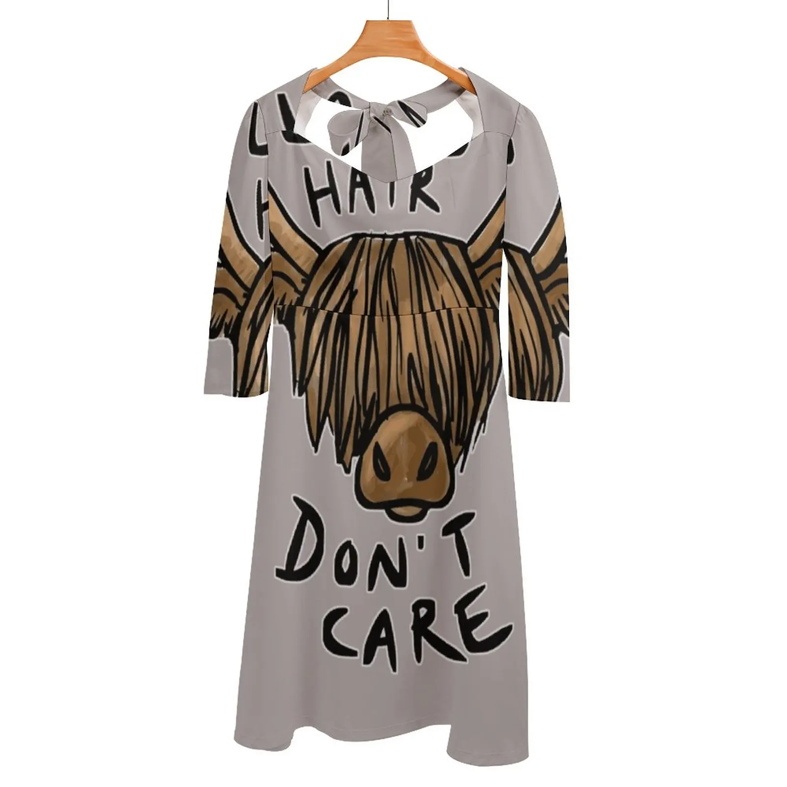

Long Hair Don'T Care - The Highland Cow Back Lacing Backless Dress Square Neck Dress Evening Party Dresses Midi Sexy Dress