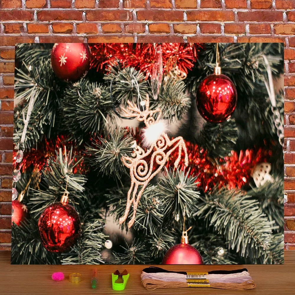 

Christmas Tree Printed 11CT Cross Stitch Patterns Embroidery DMC Threads Craft Handiwork Hobby Knitting Counted Home Needle