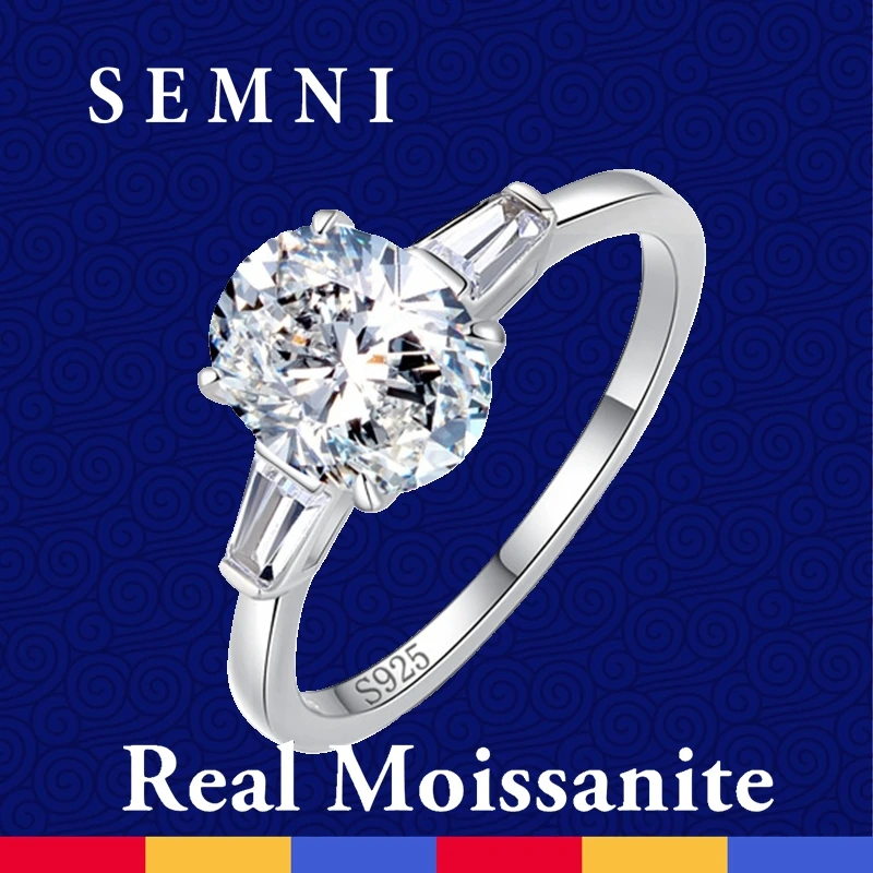 SEMNI 2.0ct овальной огранки Муассанит бриллиант кольцо для женщин Рубин Сапфир
