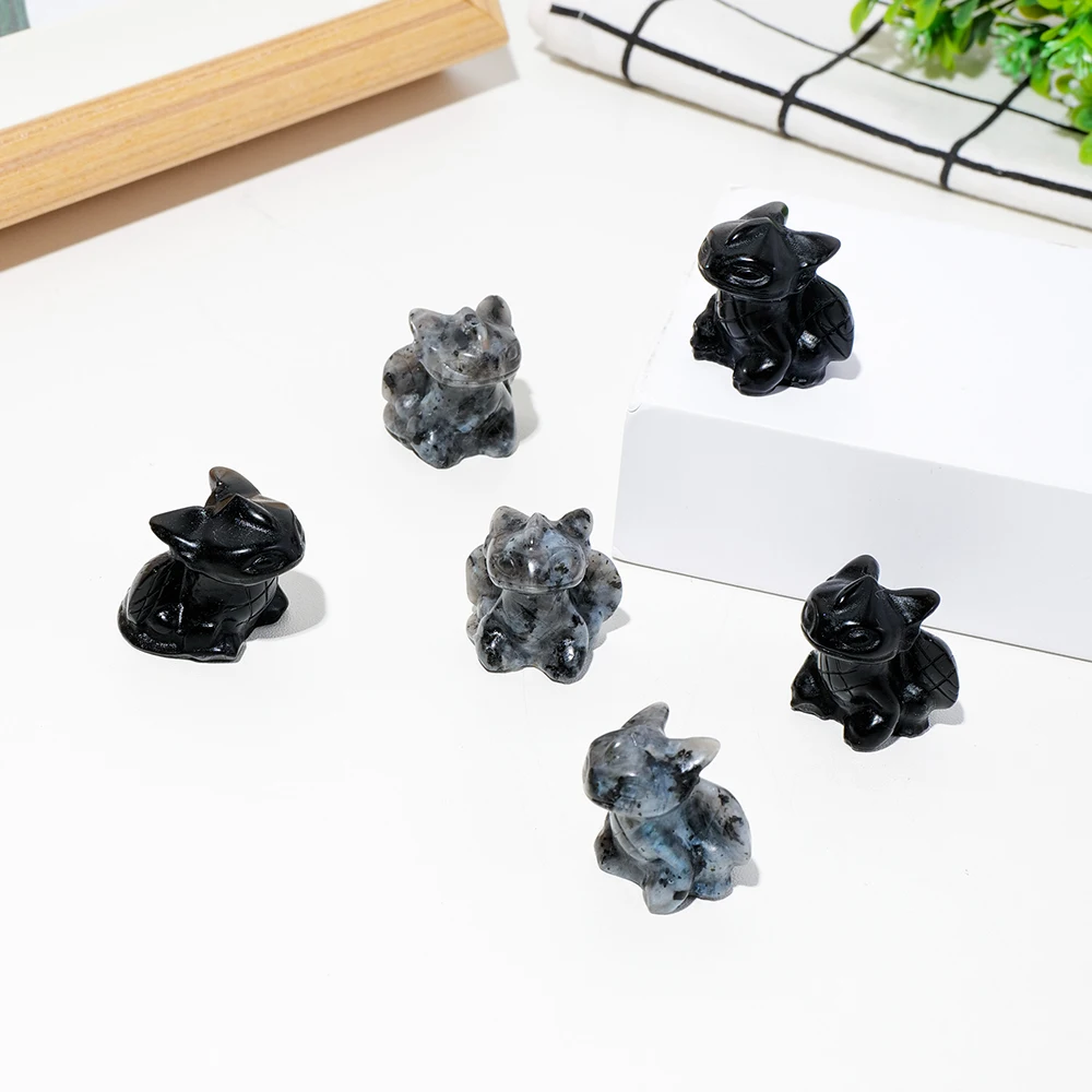 1pc Natural Obsidian Toothless Crystal Carving Crafts Labradorite Cartoon Hand-made Ornaments Collection Healthy Toys - купить по