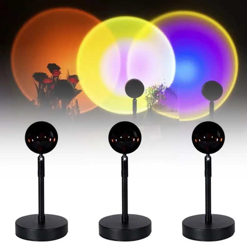 

Usb LED Sunset Rainbow Red Projector Led Sun Projection Night Light For Bedroom Bar Coffee Store Wall Decoration Lighting Decor