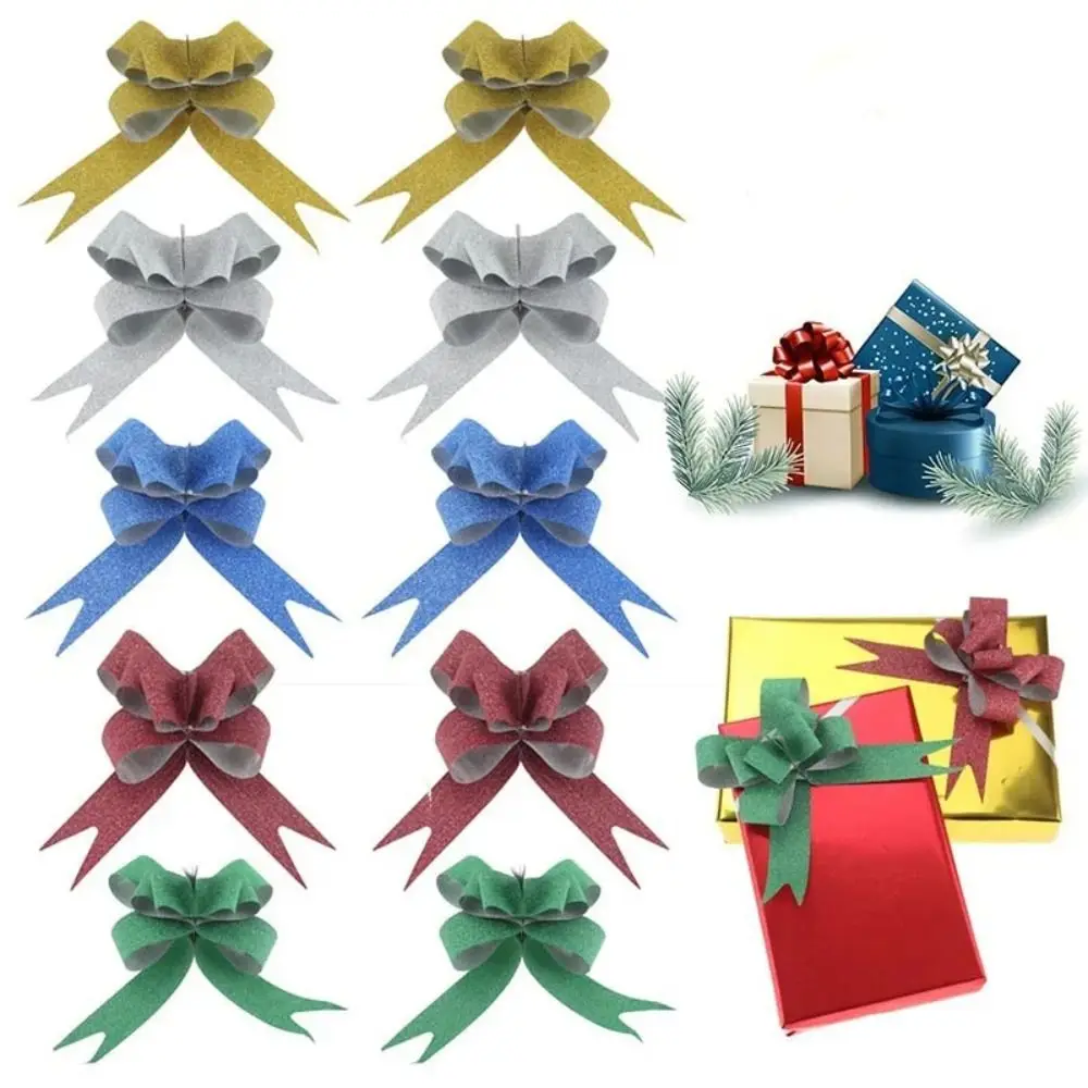 

10 Pcs Gift Wrapping Ribbons Flower Accessories Sequin Attractive Pull Bow Knot Solid Color Ribbon Pull Bow