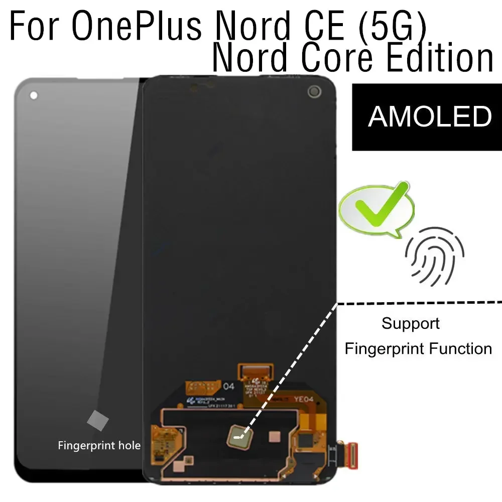 6 43 &quotAMOLED для OnePlus Nord CE 5G ЖК-дисплей с сенсорным экраном в сборе замена дигитайзера