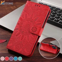 luxury sunflower embossed leather case for galaxy m33 m53 m52 a73 a53 a33 a23 a13 a03s a52 a32 a22 a12 flip wallet phone cover