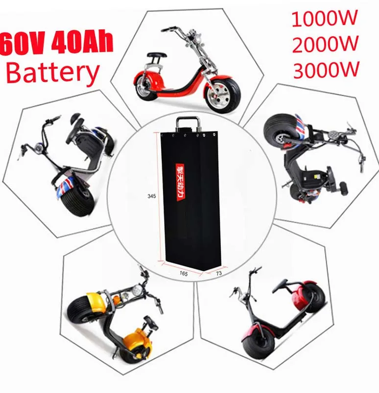 

18650 21700 Rechargeable 60v 40Ah Li Ion Battery for 3000w 1500w Citycoco X7 X8 X9 Trolling Motor Lithium Battery +67.2v Charger