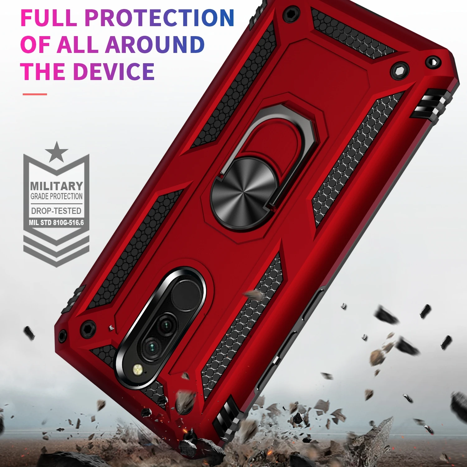 Противоударный армированный чехол для Xiaomi Redmi 9A 9C 9T телефона Note 7 8 Pro кольцо