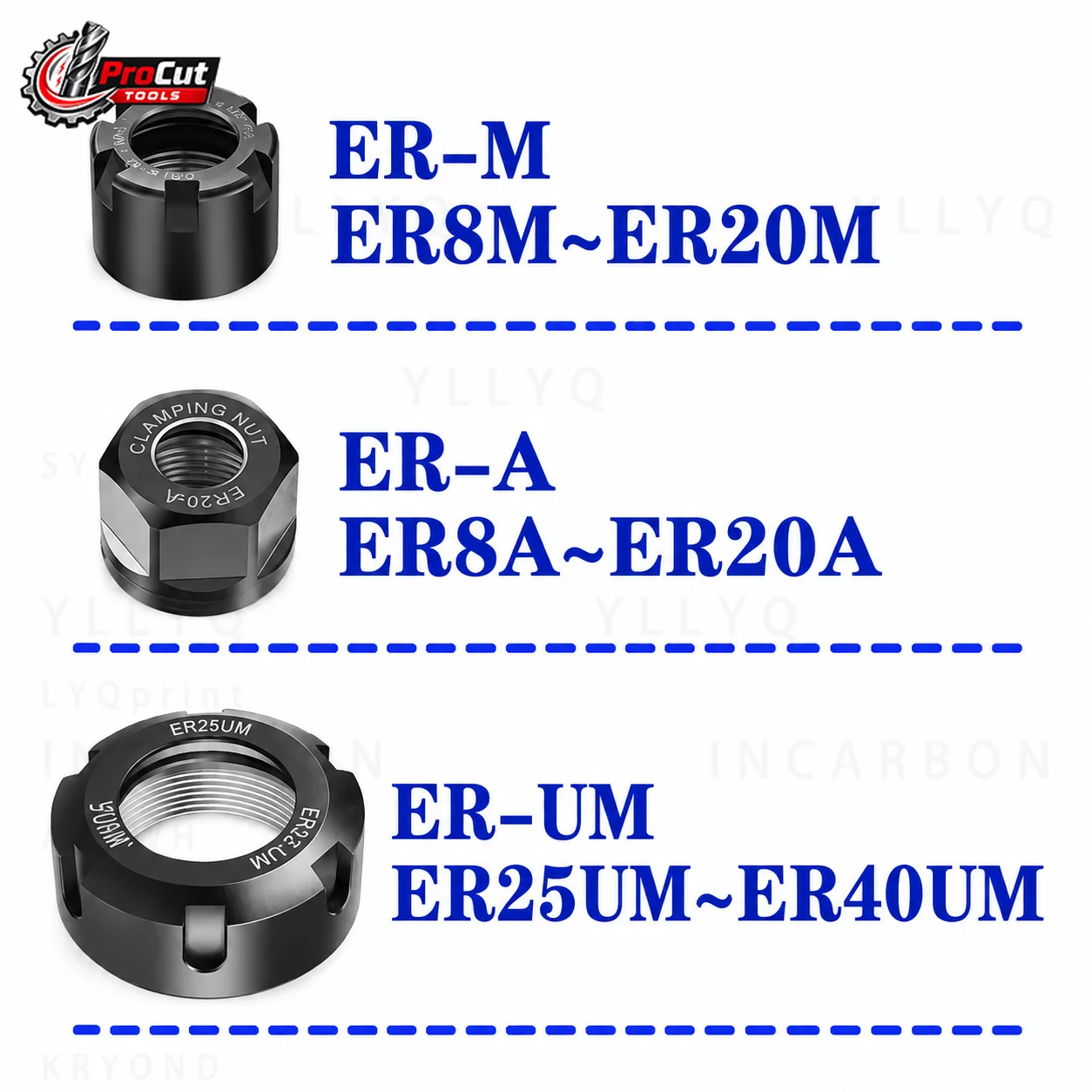 Фото Гайка ER8A ER11A ER16A ER20A ER25A ER32A ER40UM, гайка цангового патрона ER для удлинителя инструмента, фрезерного станка с ЧПУ, токарного станка. №4