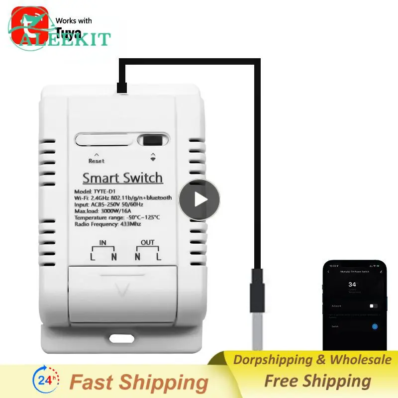 

1~8PCS /Tuya WiFi Smart Temperature Switch 16A 3000W with Energy Consumption Monitoring Thermostat For Alexa Google Home