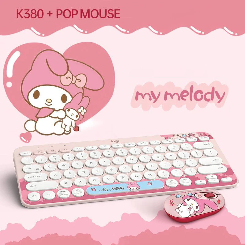 

Sanrio Mymelody Wireless Bluetooth Keyboard Anime Cartoon Melody Wireless Mouse Tablet Office Keyboard Mouse Set Girls Gift