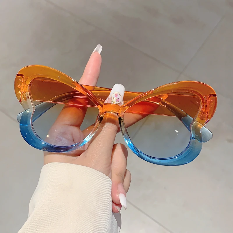 KAMMPT Винтажные Солнцезащитные очки с бабочками женские модные разноцветные