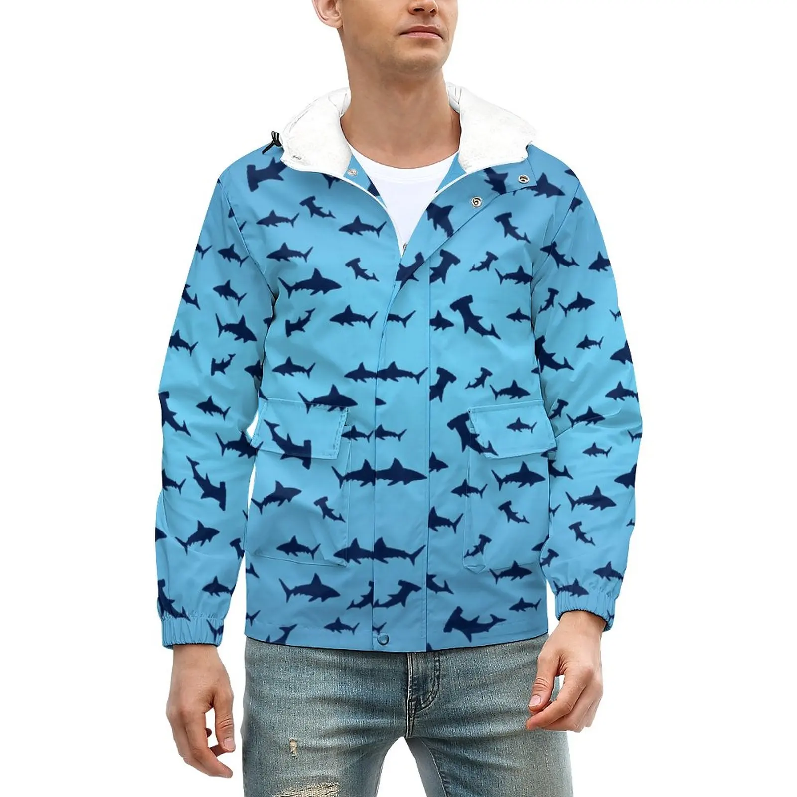 

Куртка мужская повседневная на молнии с принтом в виде морских животных