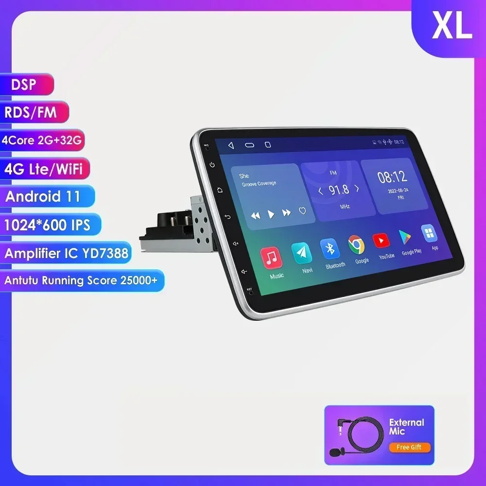 

Автомагнитола 1 Din, 4G, 10,1 дюйма, мультимедийный проигрыватель, GPS-навигация