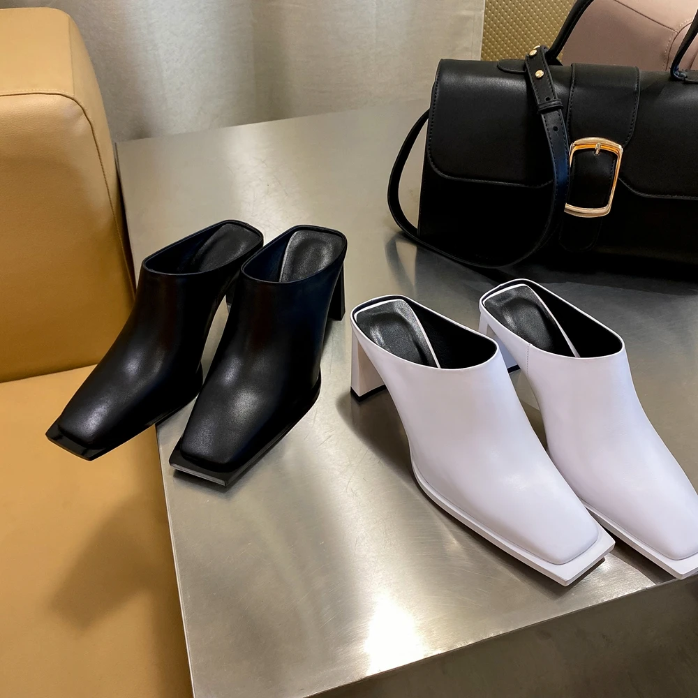 

Женские винтажные туфли-лодочки во французском стиле, босоножки из натуральной коровьей кожи с квадратным носком, обувь на высоком каблуке,...