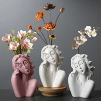 creative nordic style girl face vase ceramic dried flowers vase ornaments office home decoration accessories