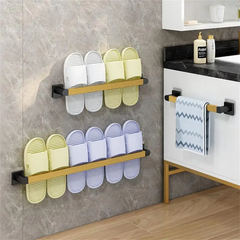 

Convenient Shoe Rack Shelf Organizers Wall Mounted Shower Shelf Slippers Clip Rack Bath Slippers Rack Bathroom Storage
