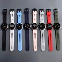 high accuracy electronic digital wrist watch stylish round dial adjustable shockproof practical led electronic watch for student