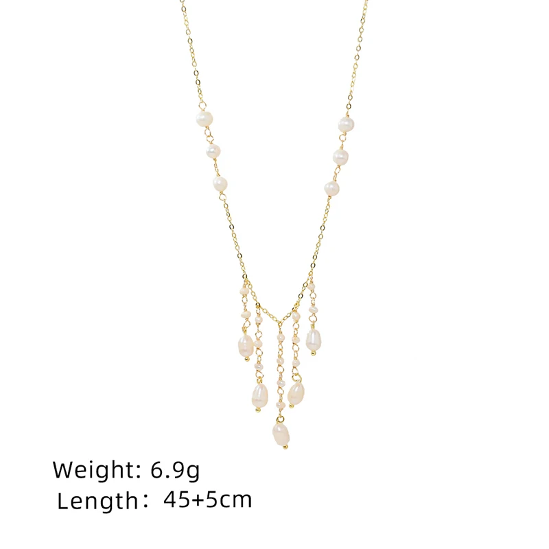 Ожерелье с подвеской из натурального пресноводного жемчуга и рисового бисера