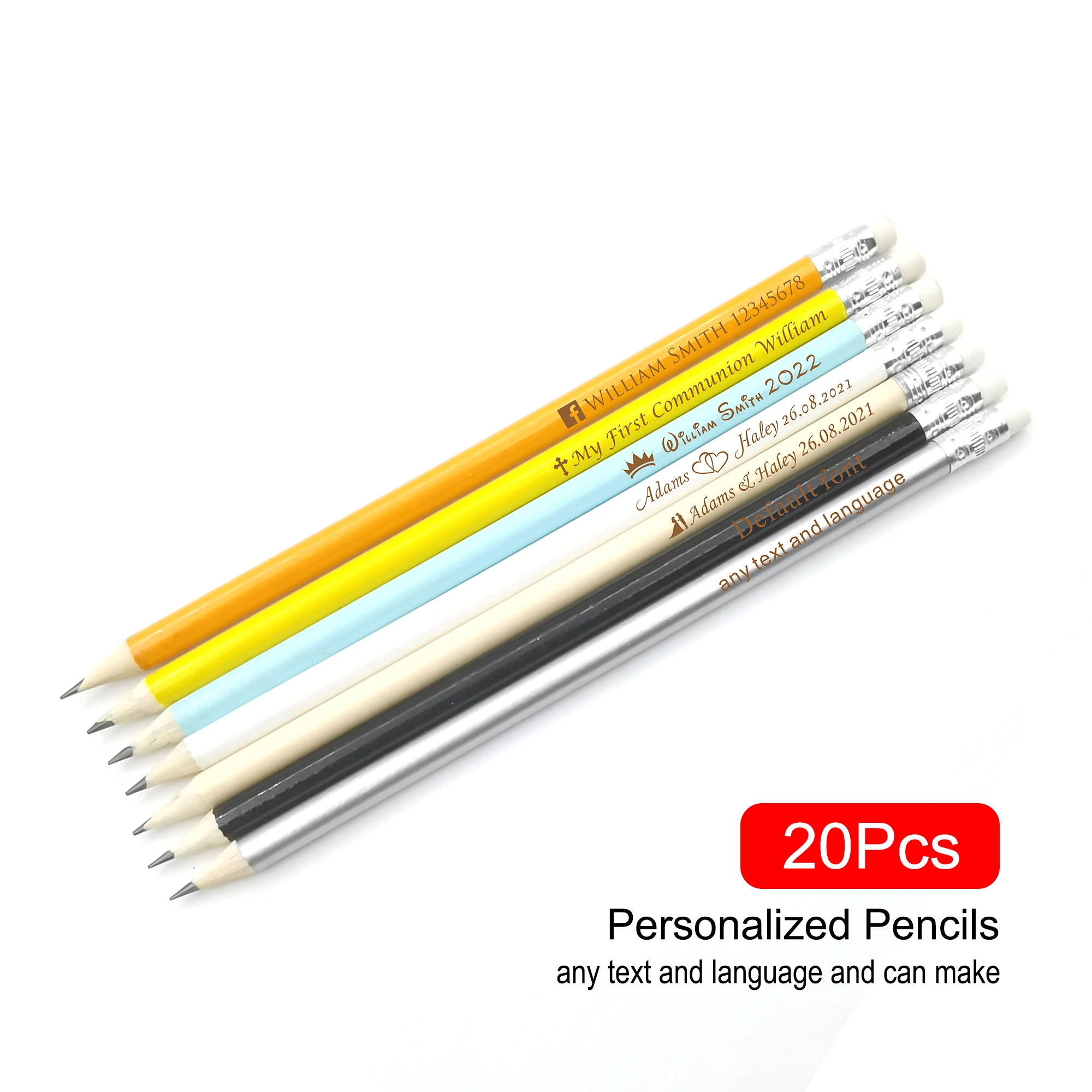

20Pcs Personalized Pencil Engraved Customize Pencil Wedding Gift Decoration Company Logo Baby Shower Baptism School
