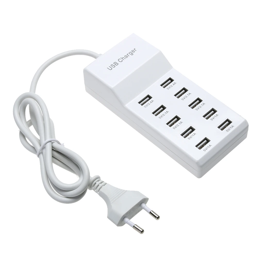 

10 Port USB Home Travel Wall AC Charger Fast Charge Power Strip Adapter Accessory