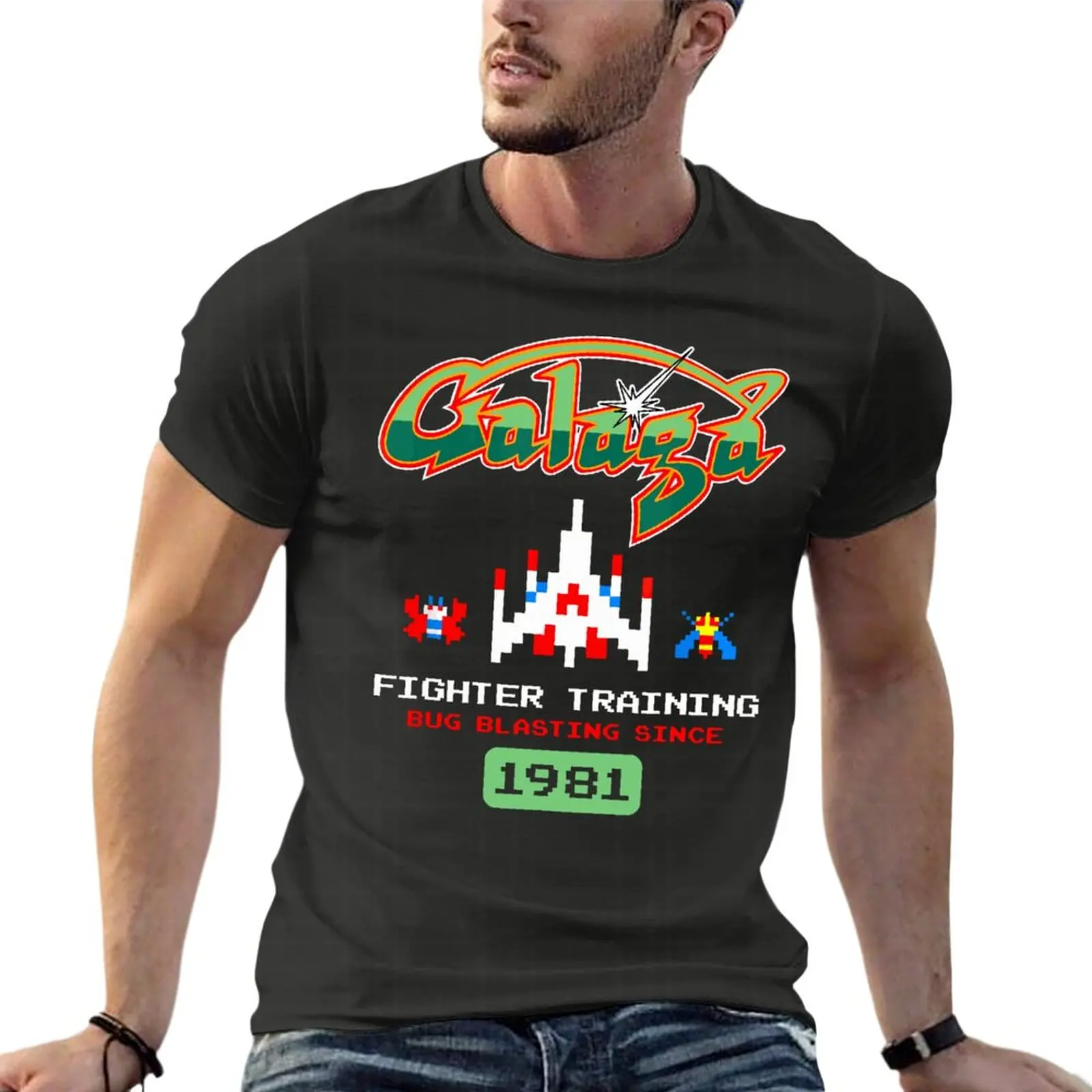 

Arcade Galaga Video Game Retro Oversized Tshirt Personalized Men'S Clothes 100% Cotton Streetwear Plus Size Top Tee