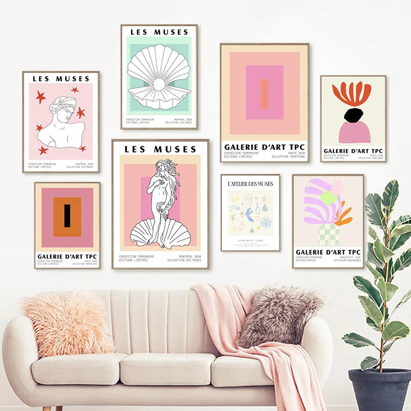 Абстрактная живопись Matisse принты розового красного цветов настенный постер для